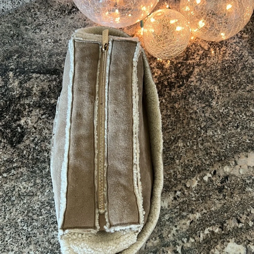 CHANEL tan suede