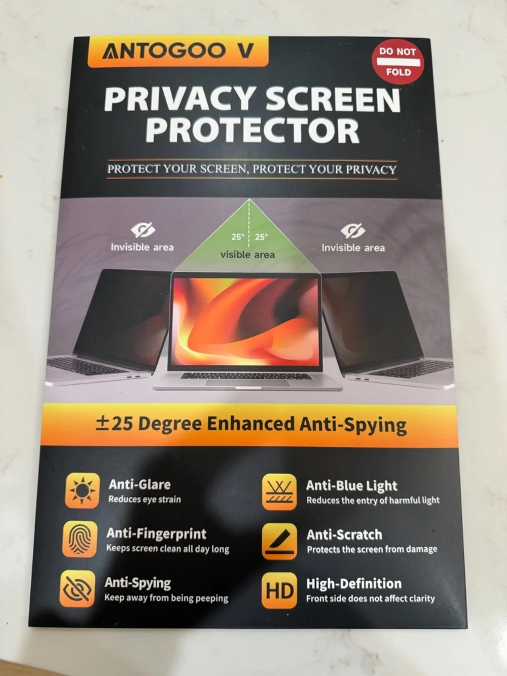 Antogoo V Privacy Screen Protector -16 Inch 16:10 Laptop Anti Blue Light Glare