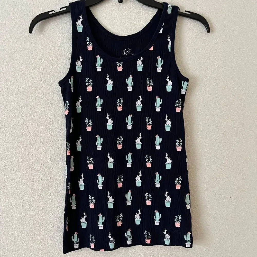 JUSTICE TANK TOP SIZE 14 NAVY CACTUS SUPER CUTE!!