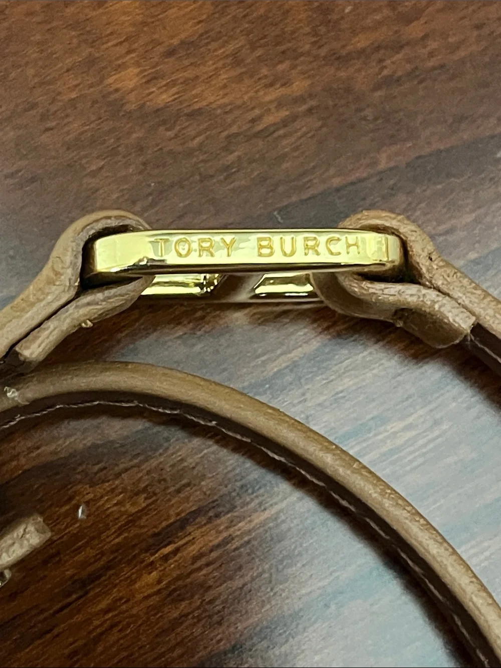 Tory Burch Tan Leather Bracelet with Gold Hardware
