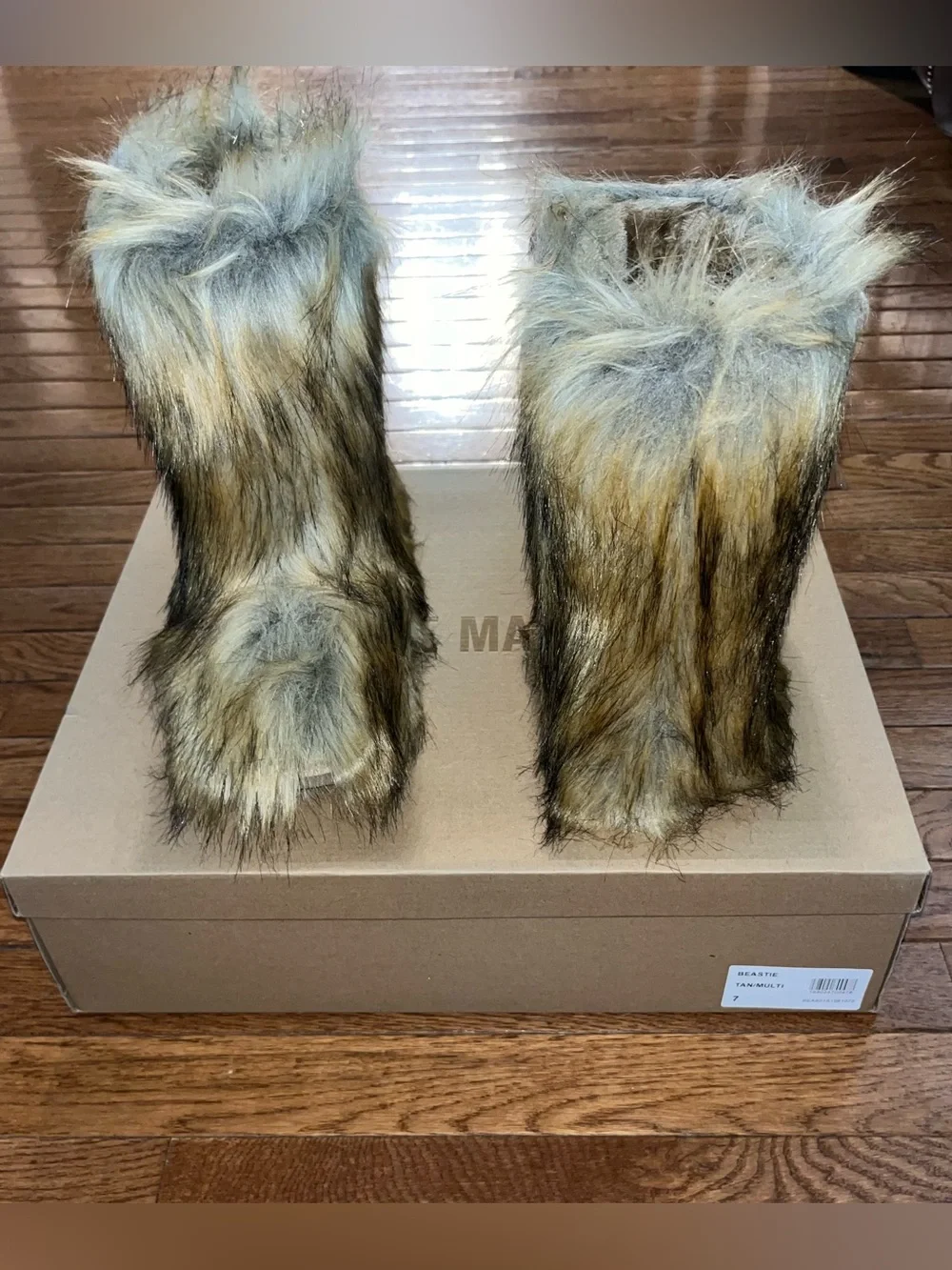 Steve Madden Beastie Faux Fur Bootie Tan & Brown Multicolored Women’s Size 7