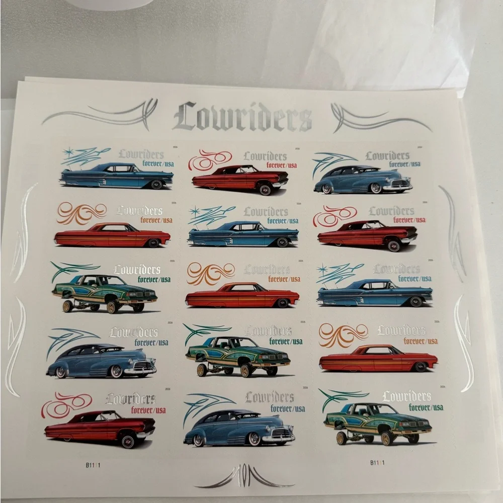 Lowriders Forever stamps, a commemorative collectible series issued by the USPS.