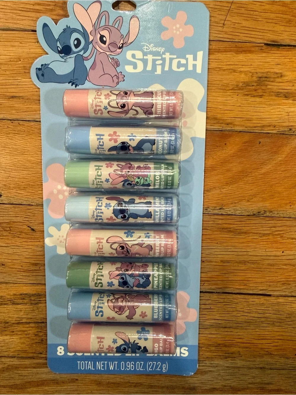 Disney Stitch Lip Balm Set - Pink, Blue & Green Tubes (8-Pack)