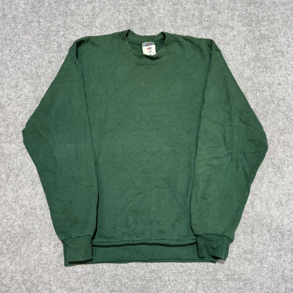 Vintage Jerzees NuBlend Sweatshirt Forest Green Crewneck Made in USA Mens Medium