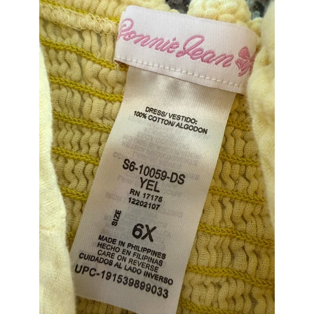 Bonnie Jean Tiered Dress Girls‎ 6X Yellow Pink Blue Cotton Gauze Flutter Sleeve