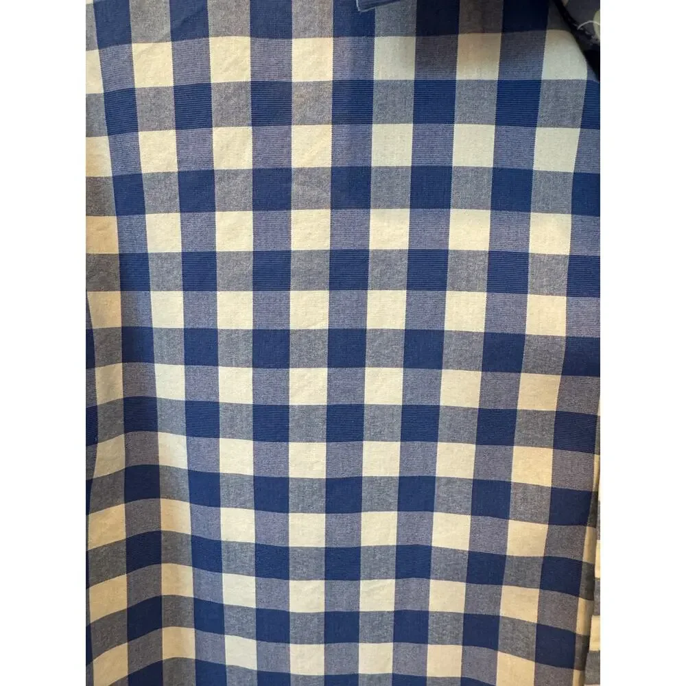 Banana Republic Slim Flex Fit Tech Stretch Cotton Gingham Shirt Blue White M