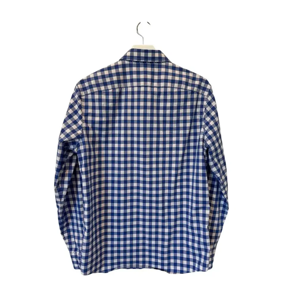 Banana Republic Slim Flex Fit Tech Stretch Cotton Gingham Shirt Blue White M