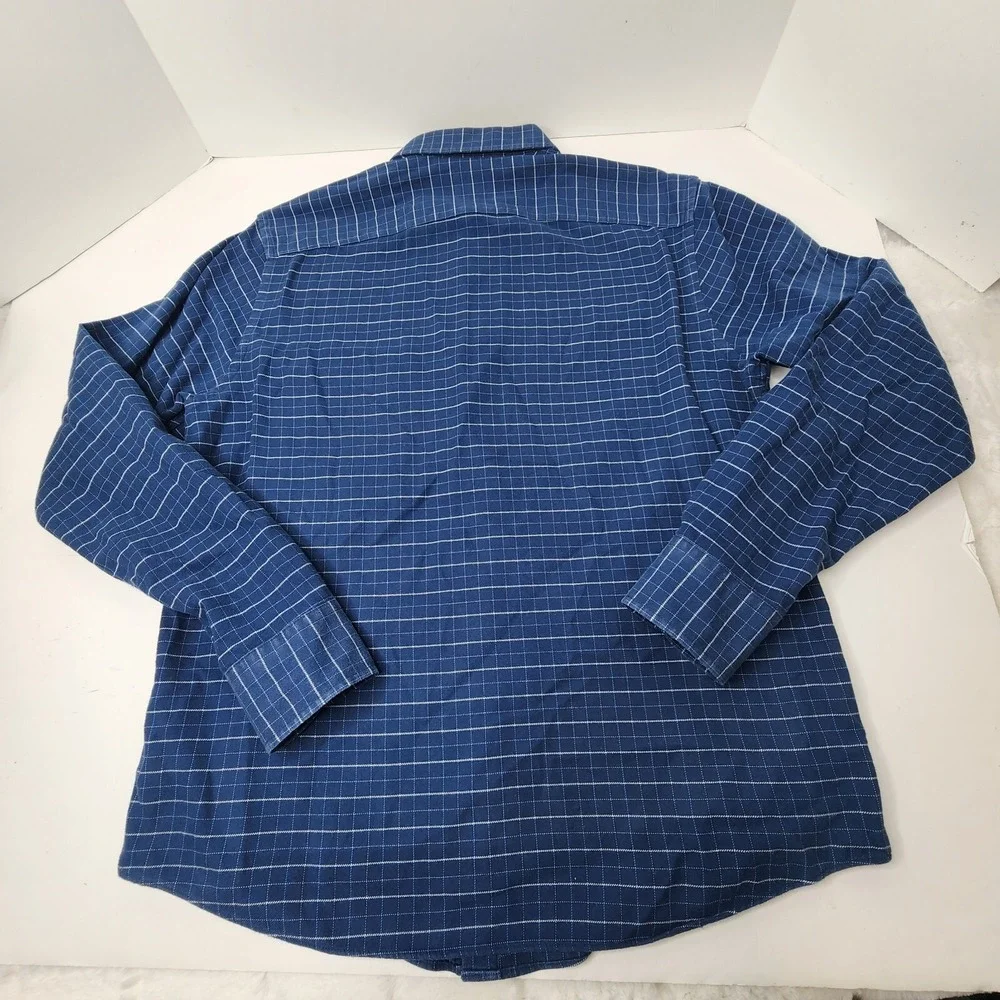UNTUCKit Shirt Adult Large Slim Fit Flannel Blue Plaid 100% Cotton Mens Michelot