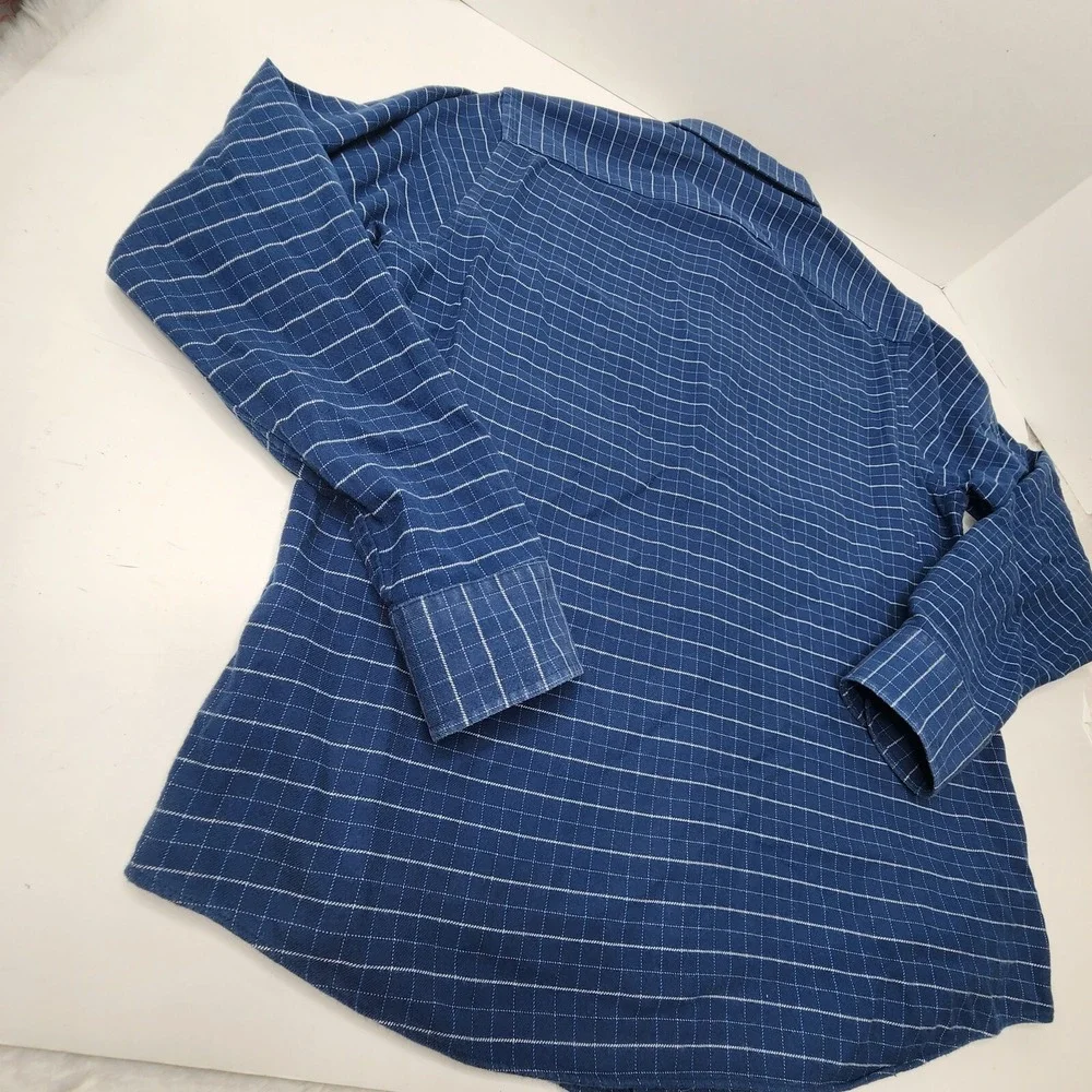 UNTUCKit Shirt Adult Large Slim Fit Flannel Blue Plaid 100% Cotton Mens Michelot