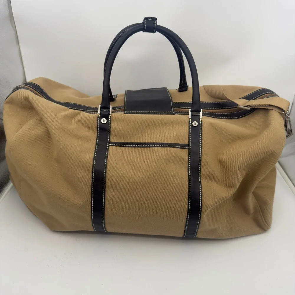 Hartmann Canvas Leather Duffle Bag Tan Black Large Travel Weekender