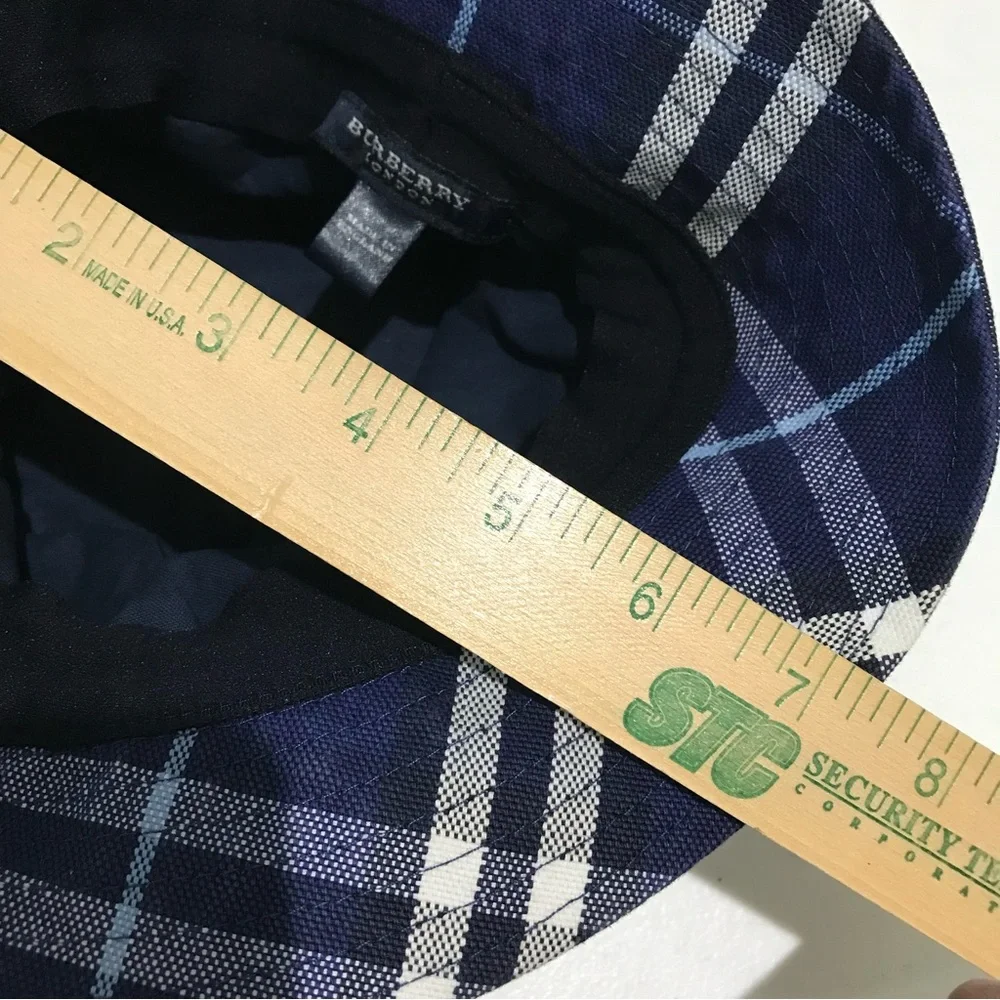 Burberry‎ London Kids Bucket Hat Sz Small Blue Nova Check Denim Chambray Pocket