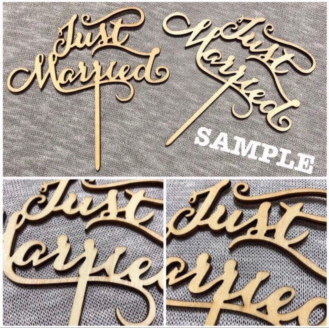 Just Married Wooden Cake Topper
